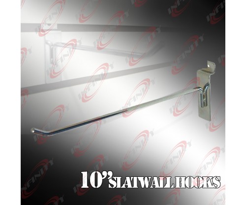 100 Pc Heavy duty steel 10'' Long Slatwall Hooks Shelf Hanger